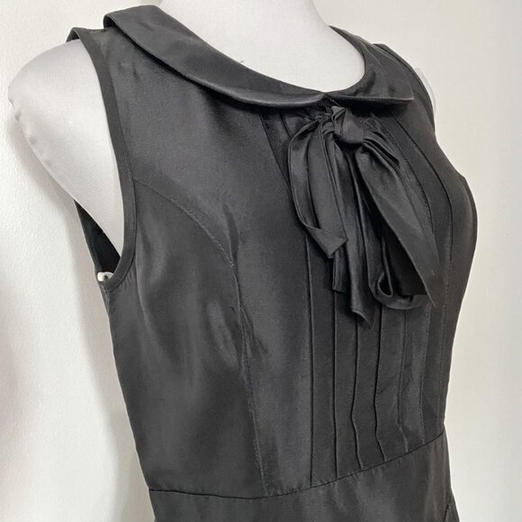 NWT VOOM BY JOY HAN BLACK SILK BOW RETRO PIN UP SHEATH MIDI DRESS - M - Picture 4 of 10